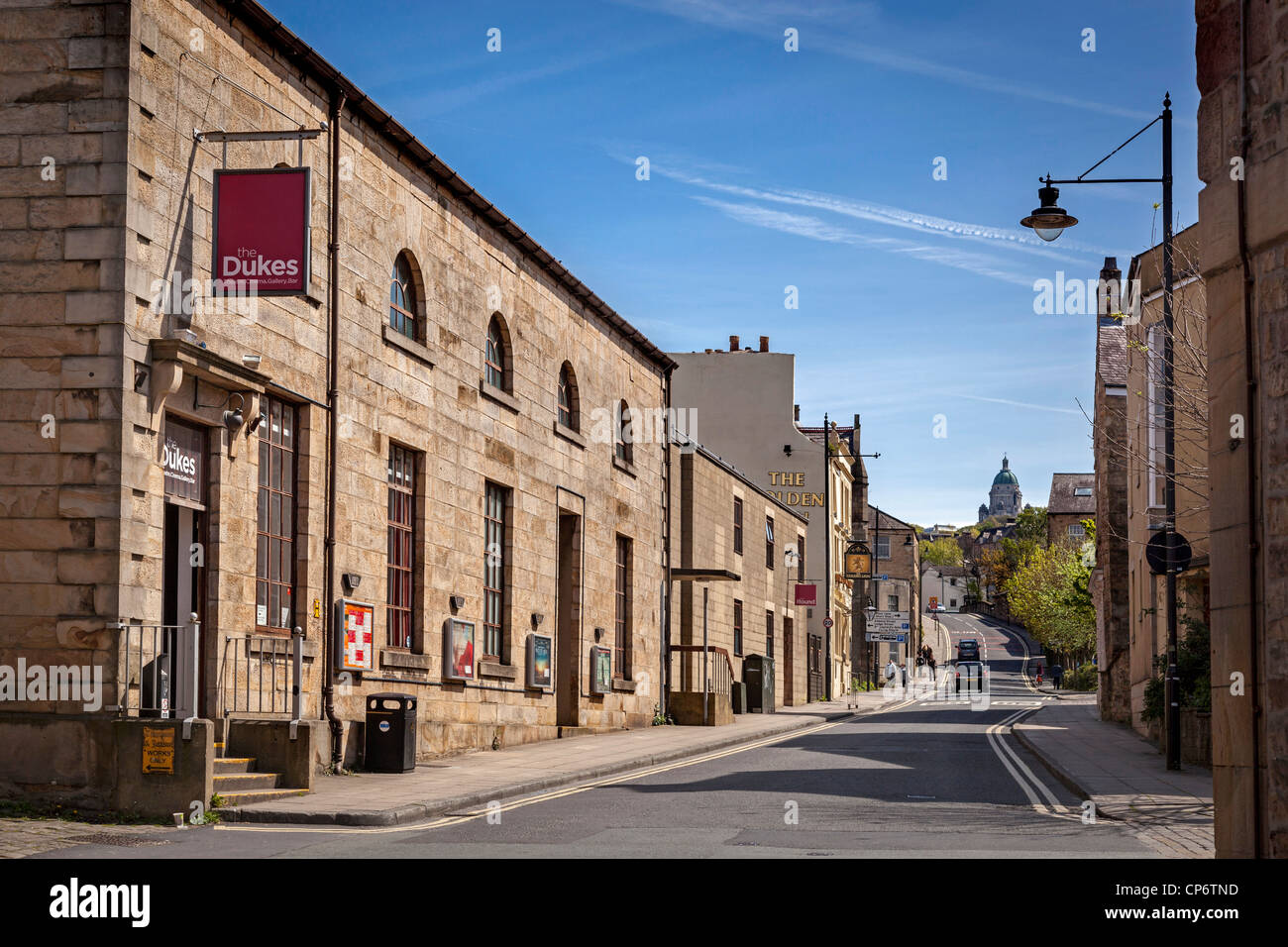 The Dukes Playhouse in Lancaster Lancashire with the Ashton Memorial in