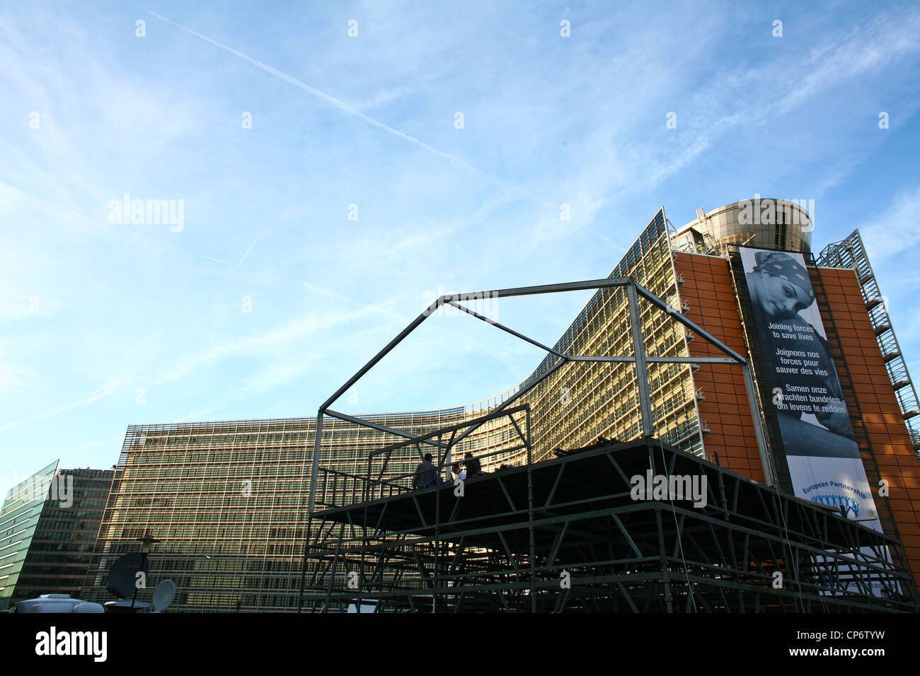 Berlaymont is an office building in Brussels, Belgium that houses the headquarters of the European Commission Stock Photo