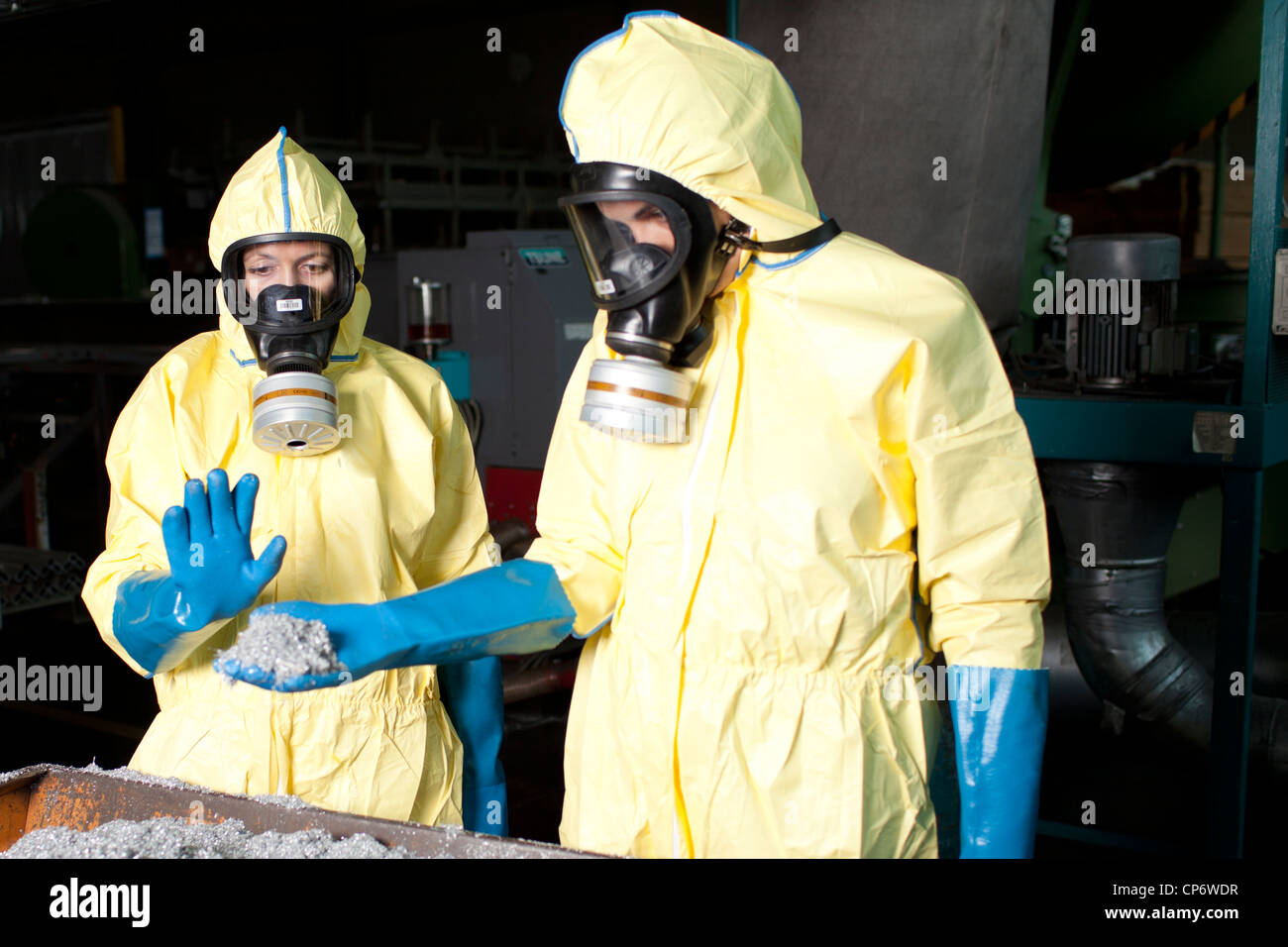 Experts analyzing infested material Stock Photo
