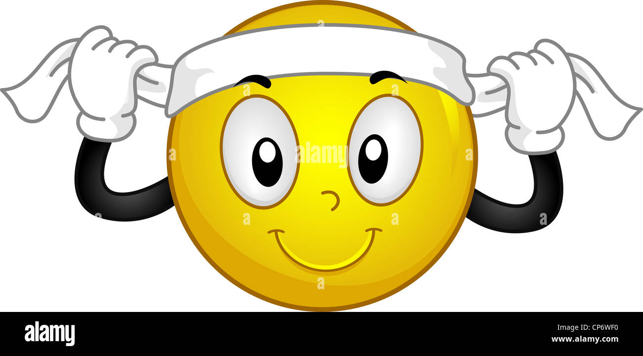Illustration of a Smiley Putting a Headband on Stock Photo Alamy