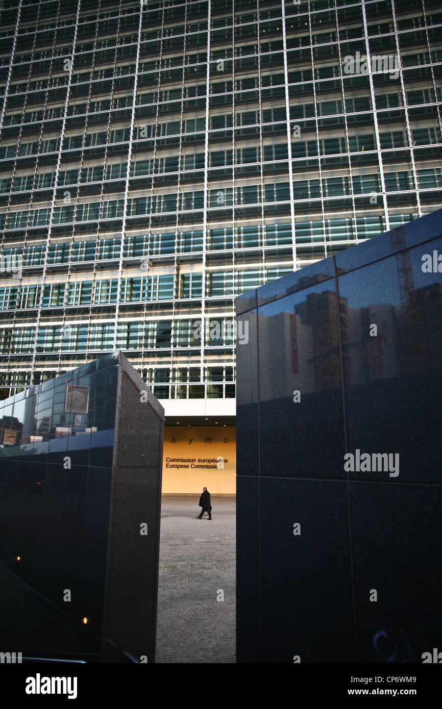 Berlaymont is an office building in Brussels, Belgium that houses the headquarters of the European Commission Stock Photo