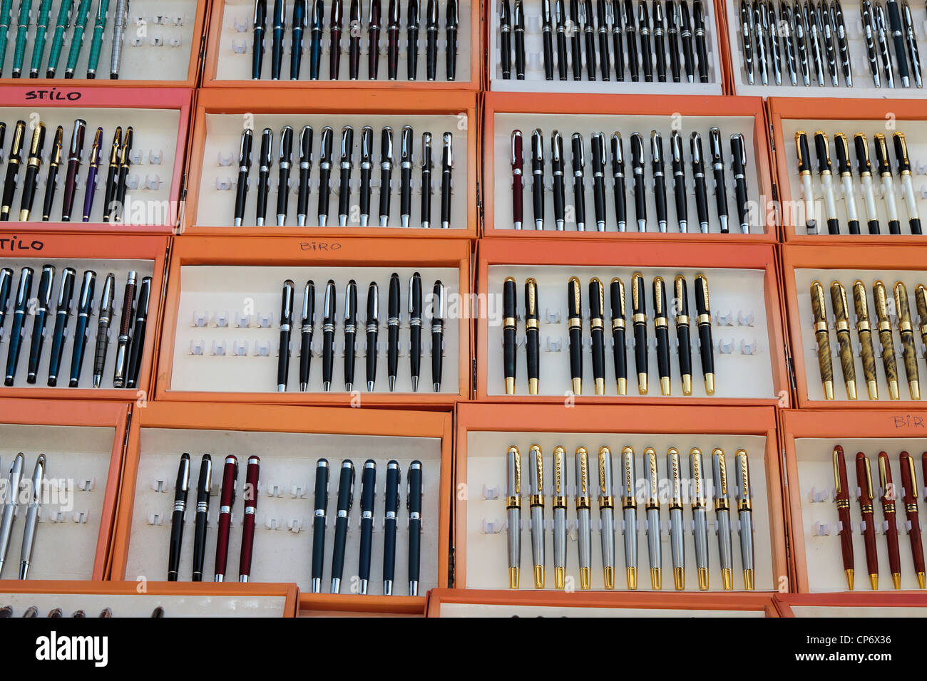 Collection of different types of pens Stock Photo Alamy