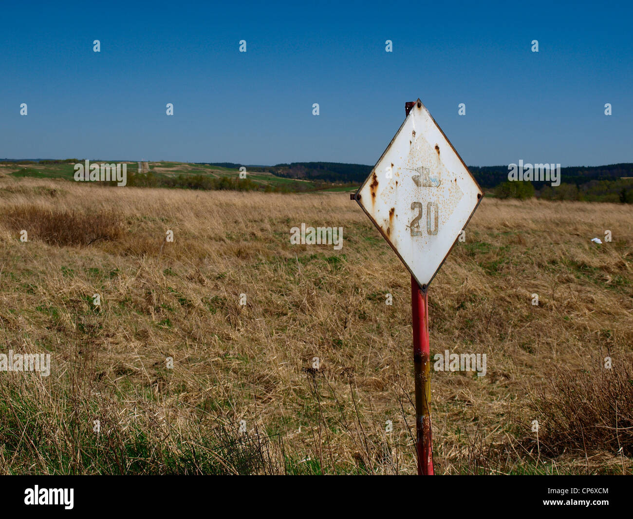 Sign in military area Stock Photo