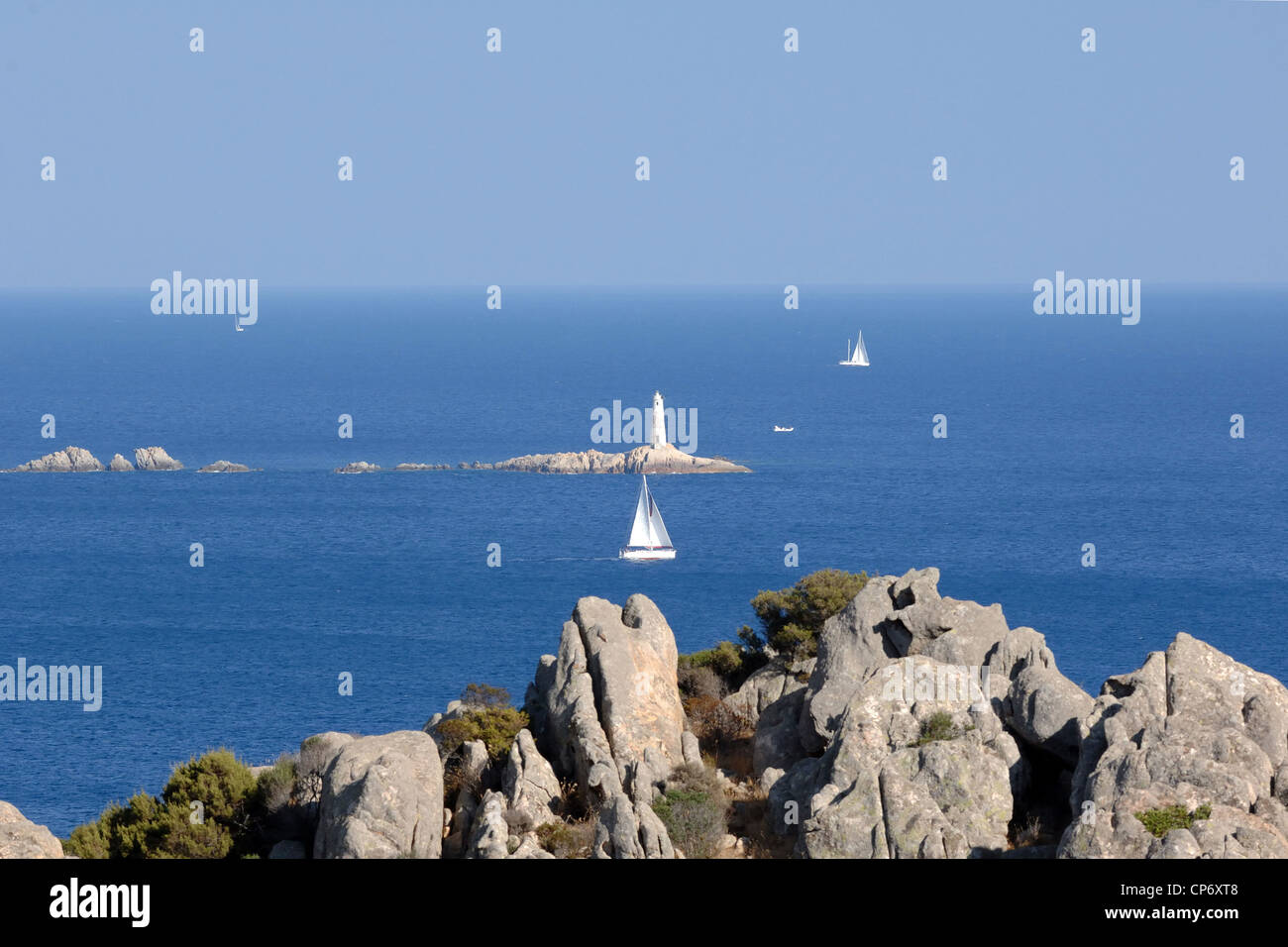 the view on the isole dei Monaci in Maddalena Archipelago National Park, Sardinia, Italy Stock Photo
