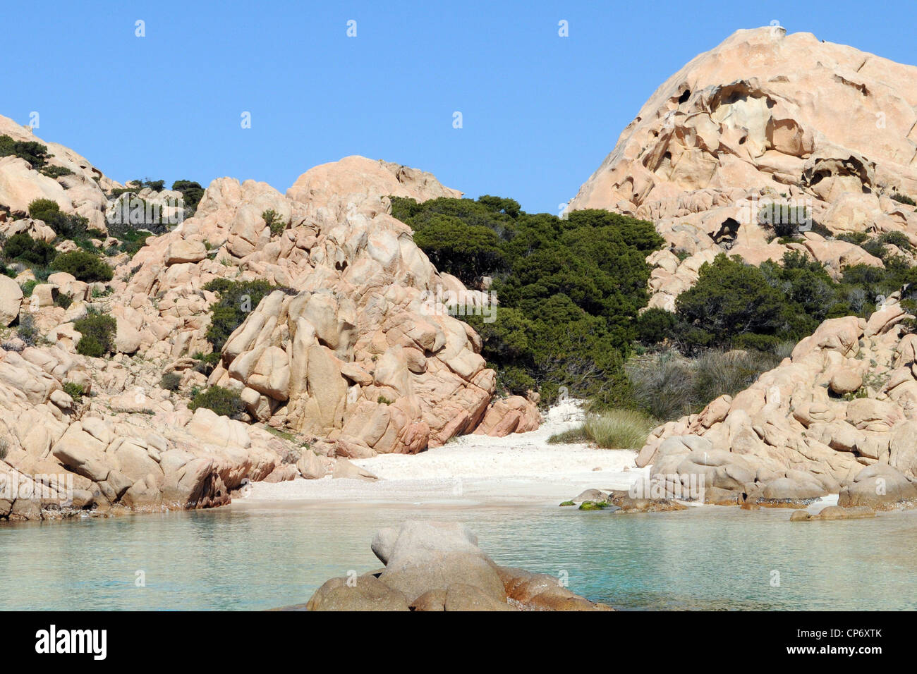 The beach of Cala Coticcio into the island of Caprera in Maddalena Archipelago National Park, Sardinia, Italy Stock Photo