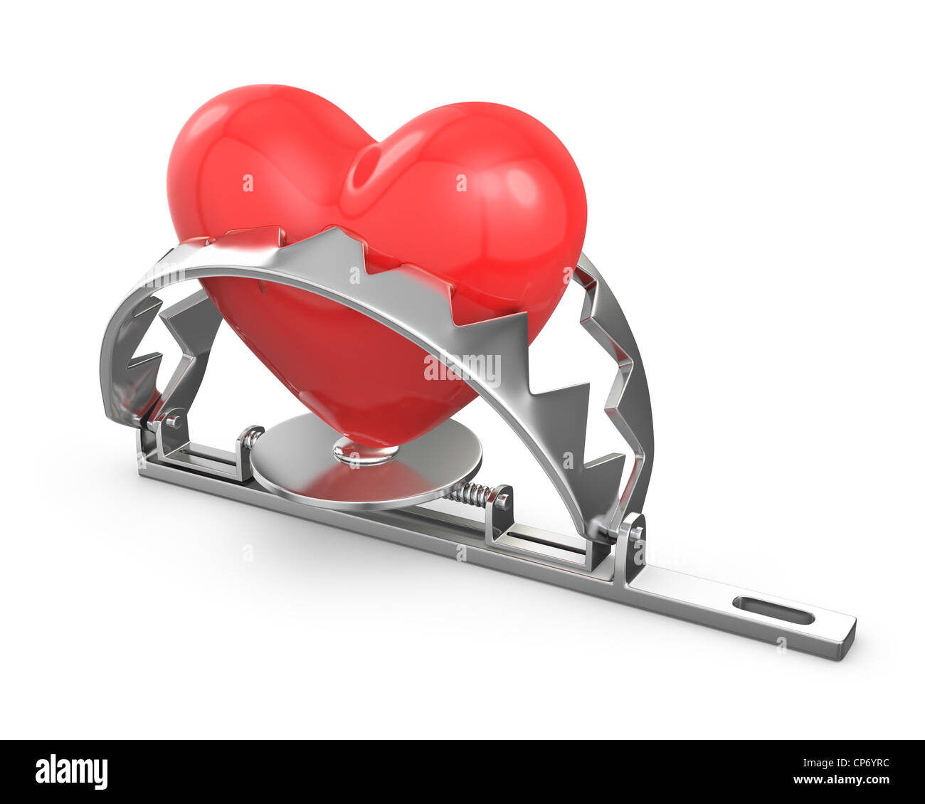 Love Trap Mousetrap With Red Heart Photo With Clipping Path Stock