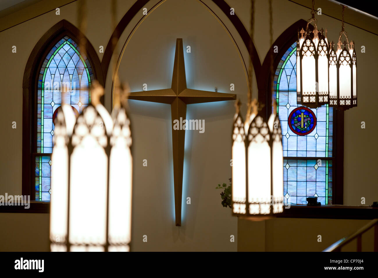 Place of worship for christianity in an African American camp meeting church Stock Photo