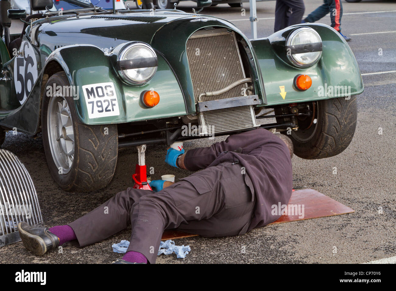 1988 Morgan Plus 8 is prepared in the paddock for the Aero Racing ...