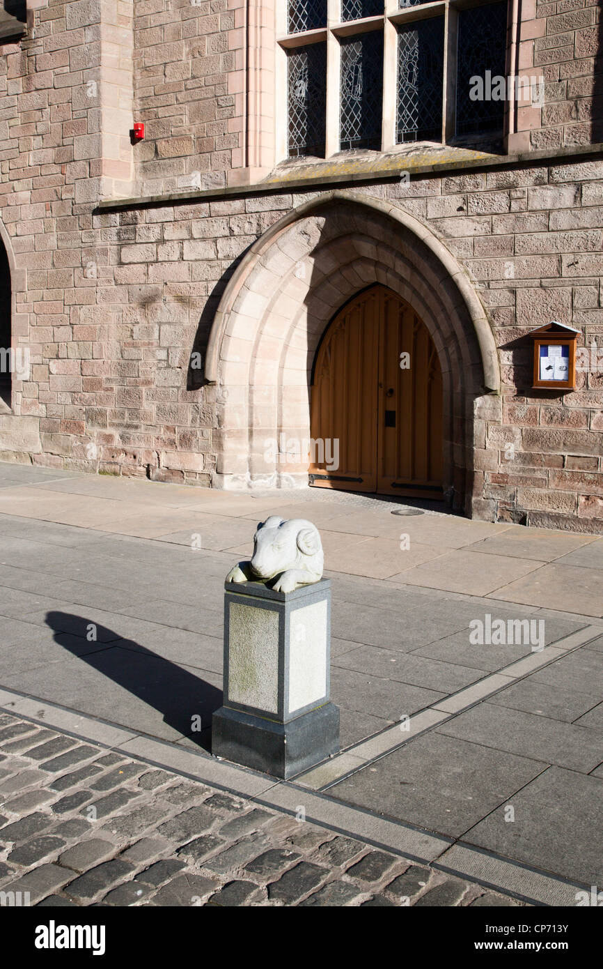 Rams Head Sculpture by St Johns Kirk Perth Perth and Kinross Scotland Stock Photo