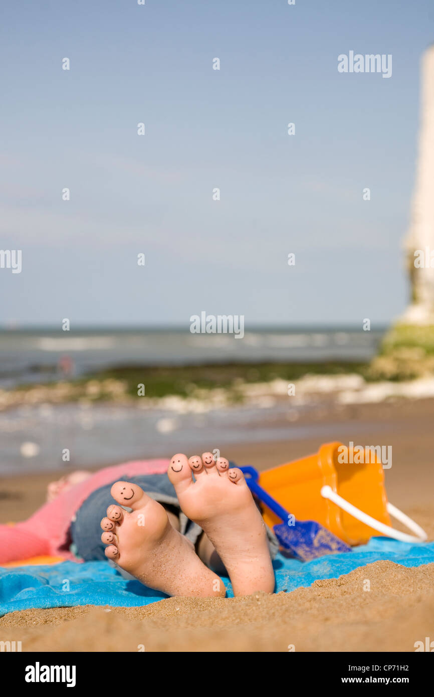 happy feet, Botany Bay, Kent, England, UK Stock Photo Alamy