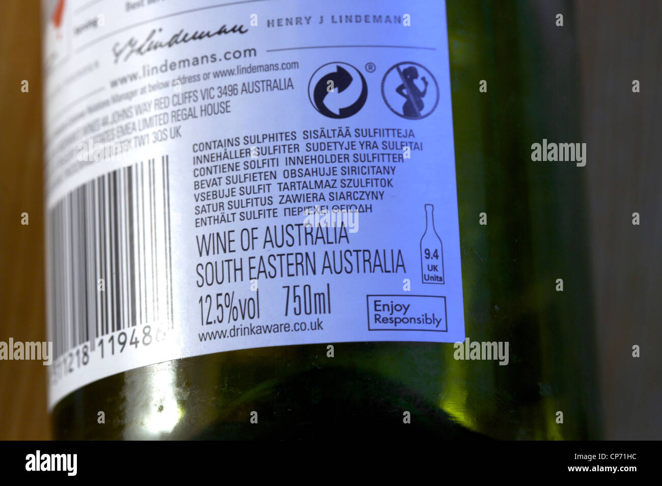 Wine bottle label Stock Photo