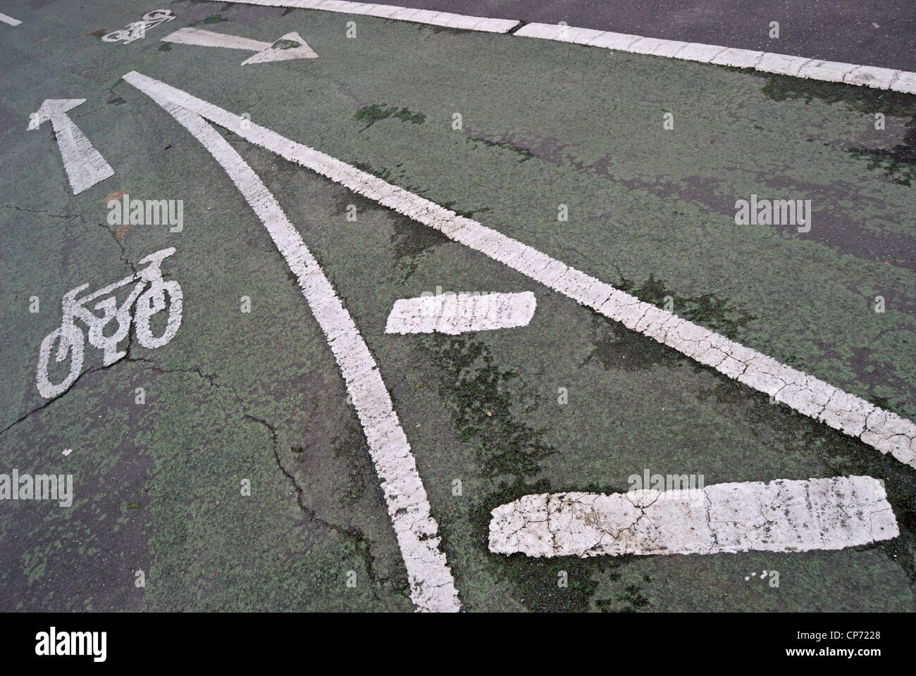 british cycle lanes marked by cycle images and arrows allowing for ...