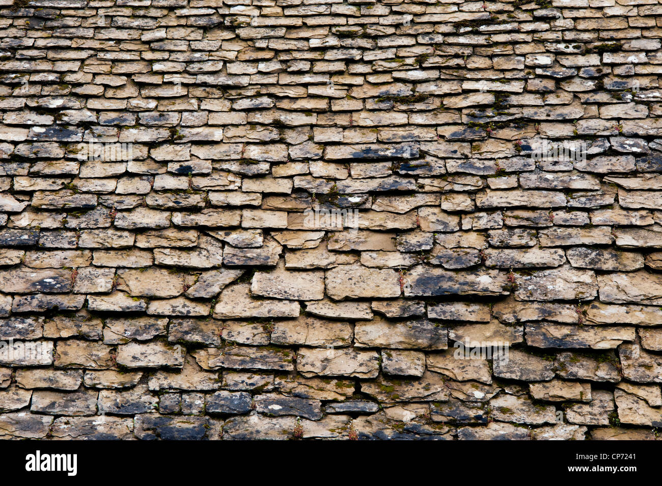 Old slate roof pattern. Cotswolds, England Stock Photo