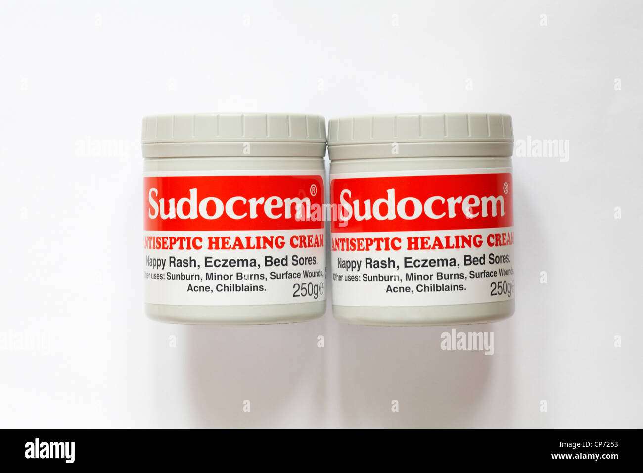 two tubs of Sudocrem isolated on white background Stock Photo