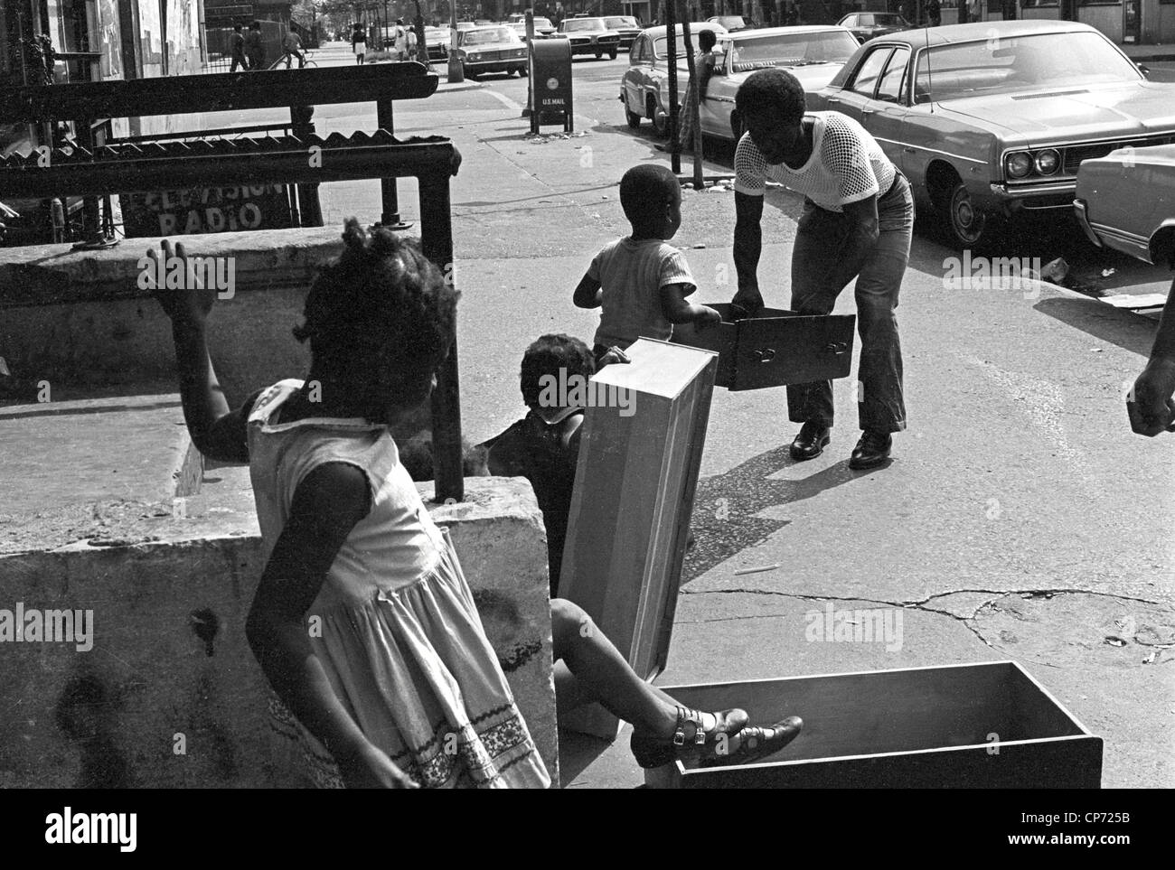 Streetscene  in Harlem  New York City 1970's Stock Photo