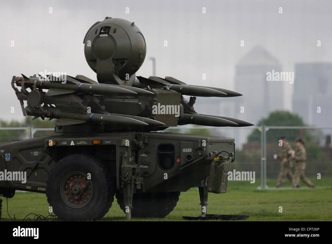 Rapier surface-to-air missiles stationed on Blackheath, a security measure in readiness for the London 2012 Olympic games. The exercise named Olympic Guardian, began earlier this week in Weymouth, England and in the airspace over the capital. Stock Photo