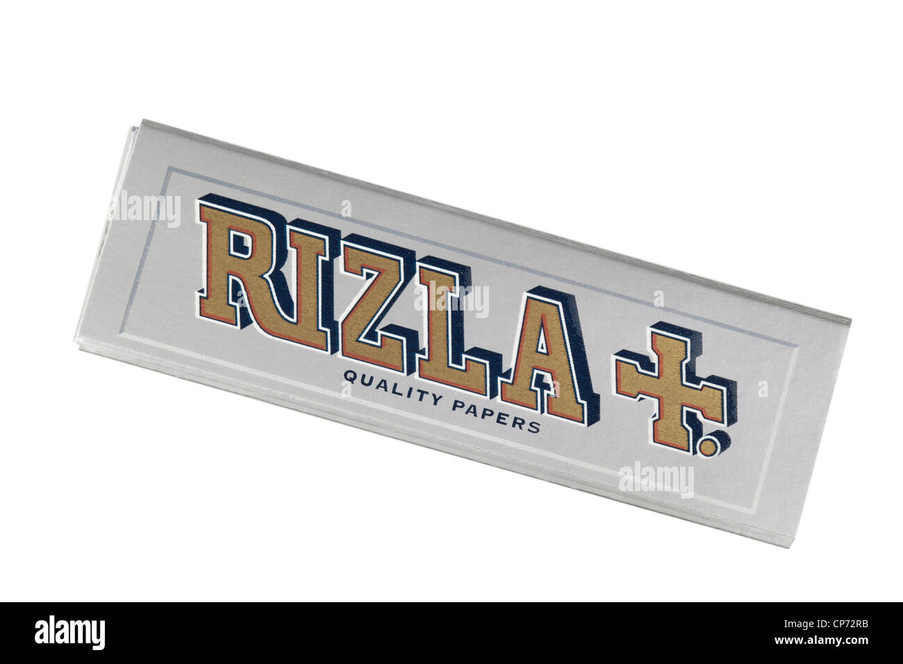 silver rizla cigarette papers on a white background Stock Photo