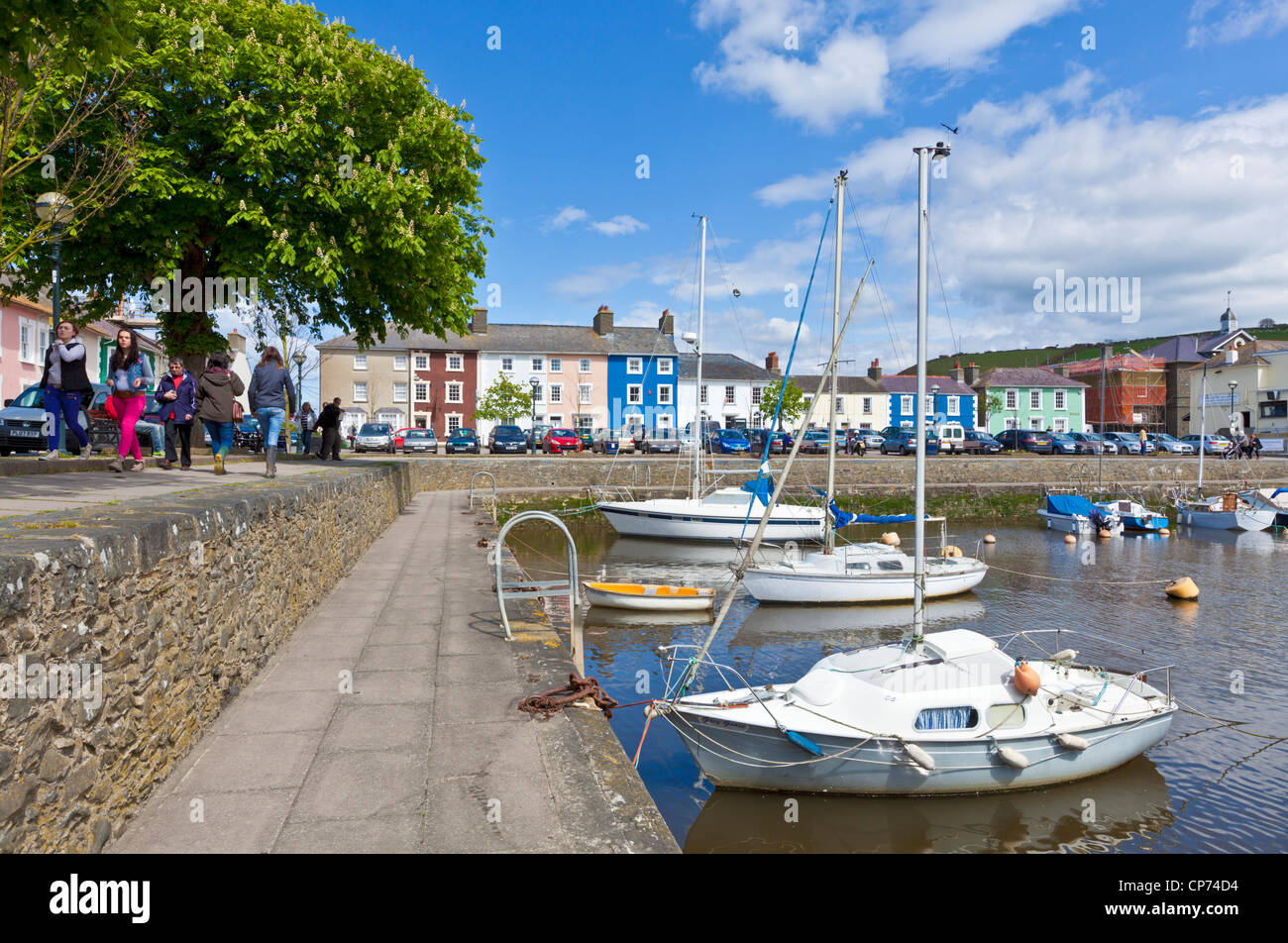Yachts and small boats in Aberaeron inner harbour Mid Wales Ceredigion coast UK GB EU Europe Stock Photo