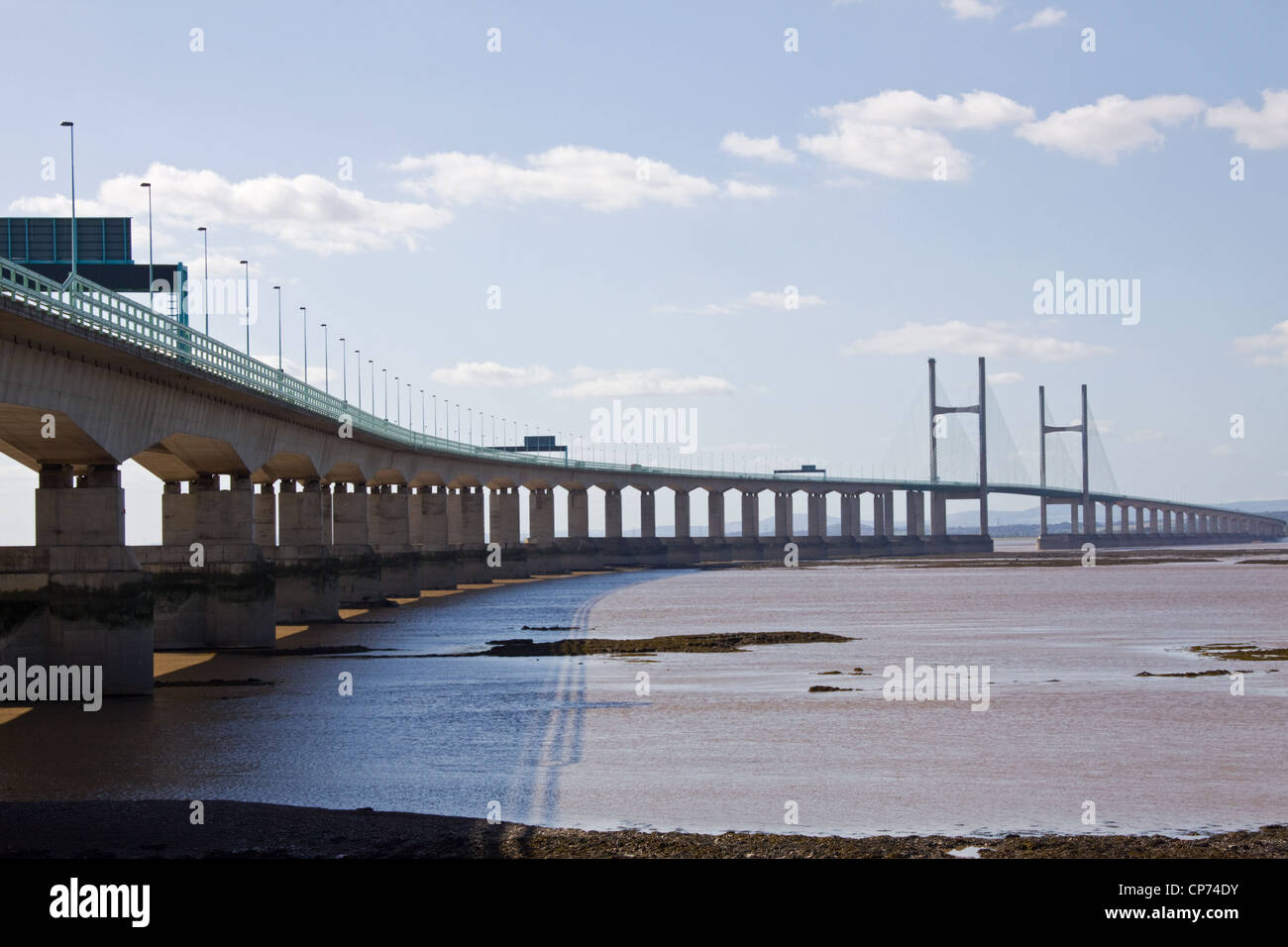 The second Severn road bridge linking England and Wales viewed from the