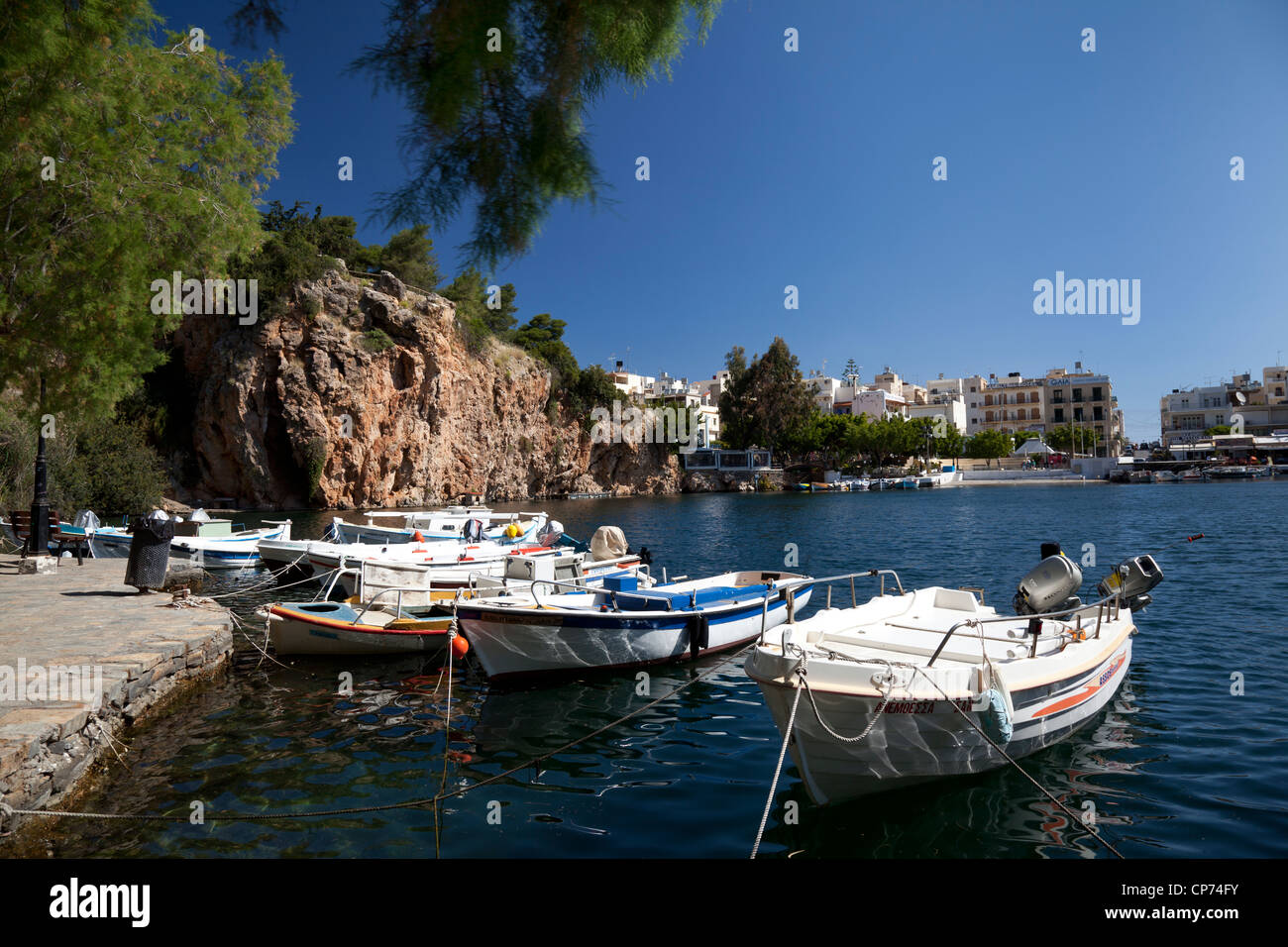 Lake Voulismeni, Agios Nikolaos, Crete, Greece Stock Photo