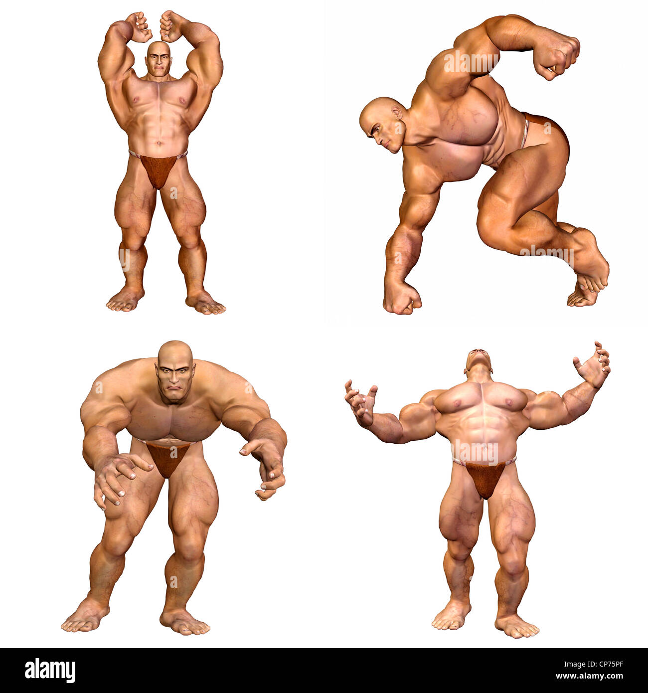Illustration Of A Pack Of Four 4 Muscular Men With Different Poses And Expressions Isolated On A White Background 2of2 Stock Photo Alamy