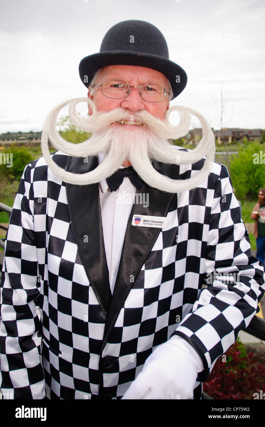 Willi Chevalier, a competitor at the 2010 USA National Beard and Moustache Championships in Bend, OR, USA. June 5, 2010. Stock Photo