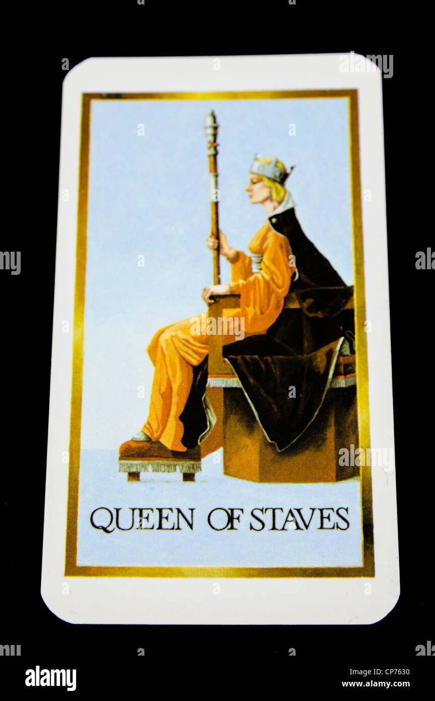 Queen of Staves Tarot Card Illustration