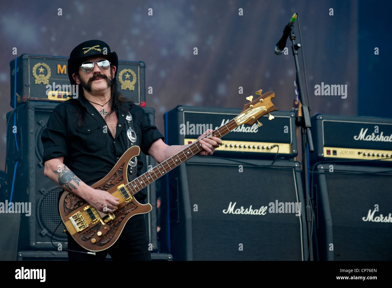Motorhead front man Lemmy live at Sonisphere festival Stock Photo