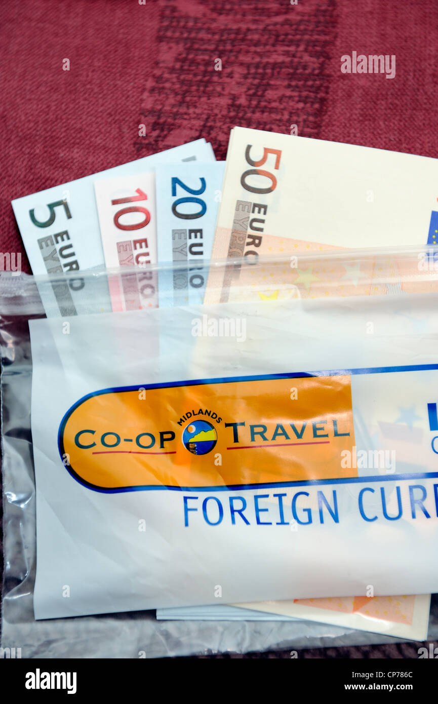 foreign currency plastic travel wallet coop Stock Photo
