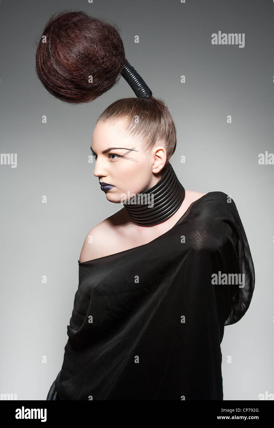 a crazy avant garde hairstyle Stock Photo - Alamy