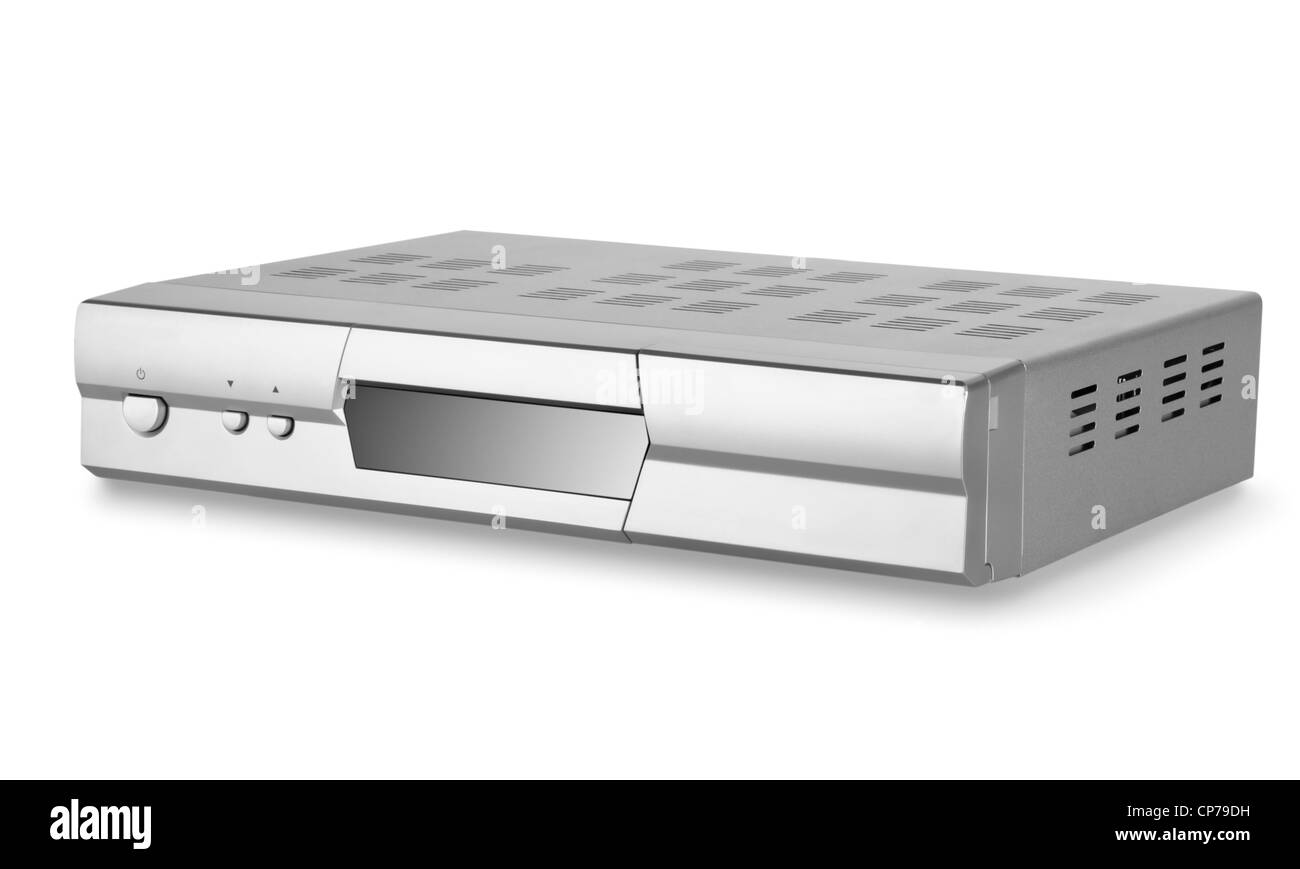 DVD player with tuner isolated on a white background. Clipping Path Stock Photo