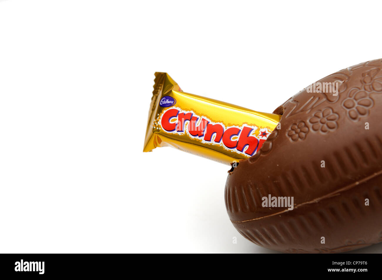 crunchie bar coming out of cadbury chocolate easter egg england uk Stock Photo
