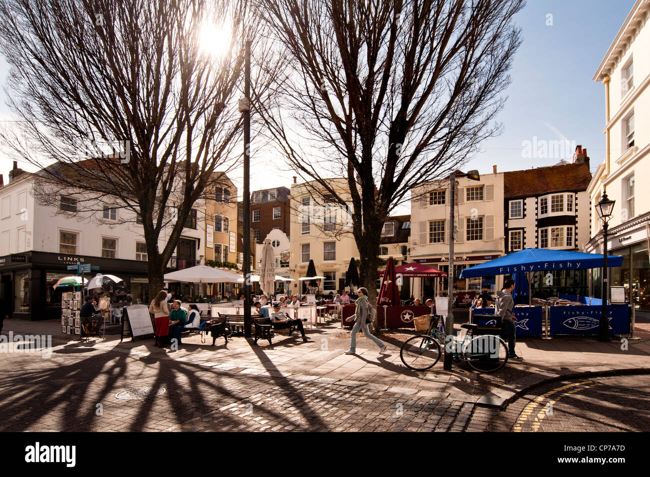 Late afternoon spring sun in Lanes area of Brighton (East Street Stock ...