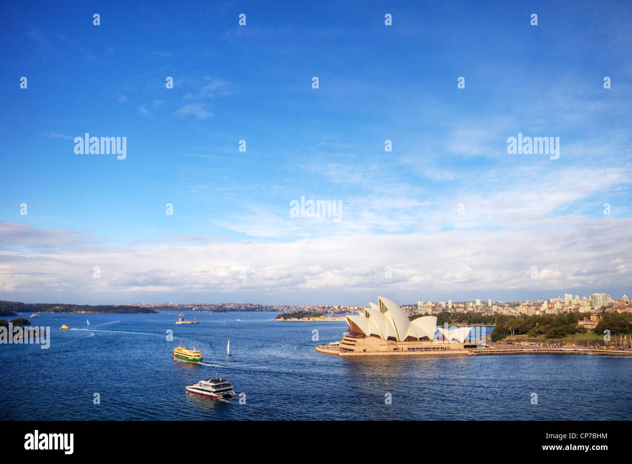 Sydney Opera House and Harbour viewed from Sydney Harbour Bridge Stock Photo