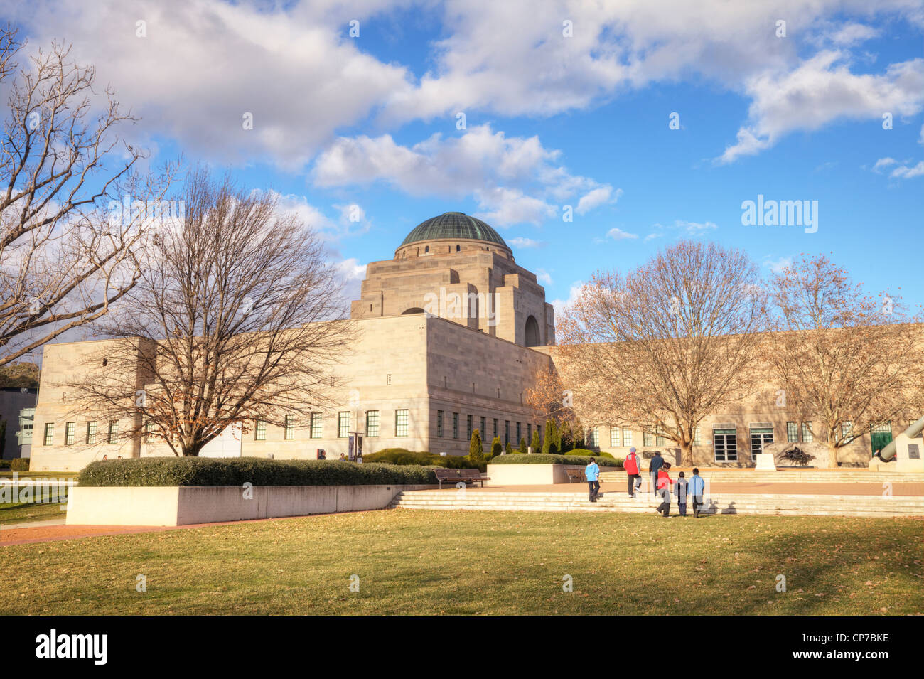 Winter at the Australian War Memorial in Canberra, ACT. A group of people on the steps Stock Photo