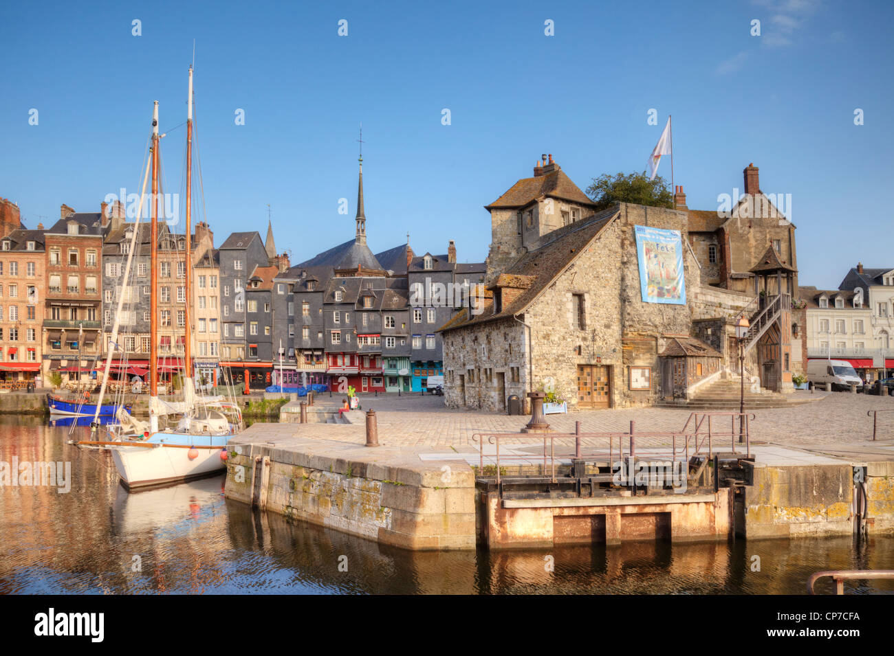 The harbour of Honfleur, Normandy, France, on a bright summer morning. Stock Photo