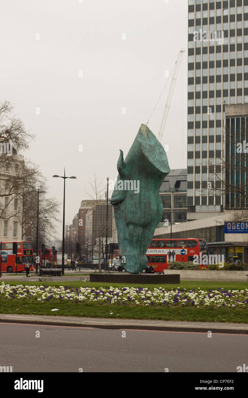 Giant Horses Head Marble arch London England Stock Photo Alamy