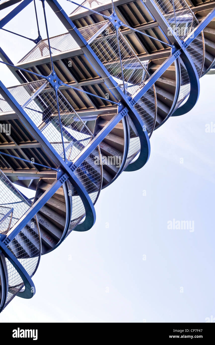 The stairs of an observation tower from below Stock Photo