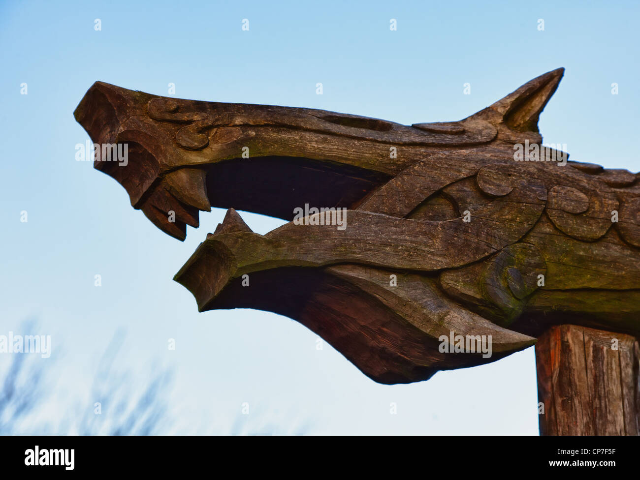 Traditional old Viking Age house hut in Bork village, Dernmark, detail Stock Photo