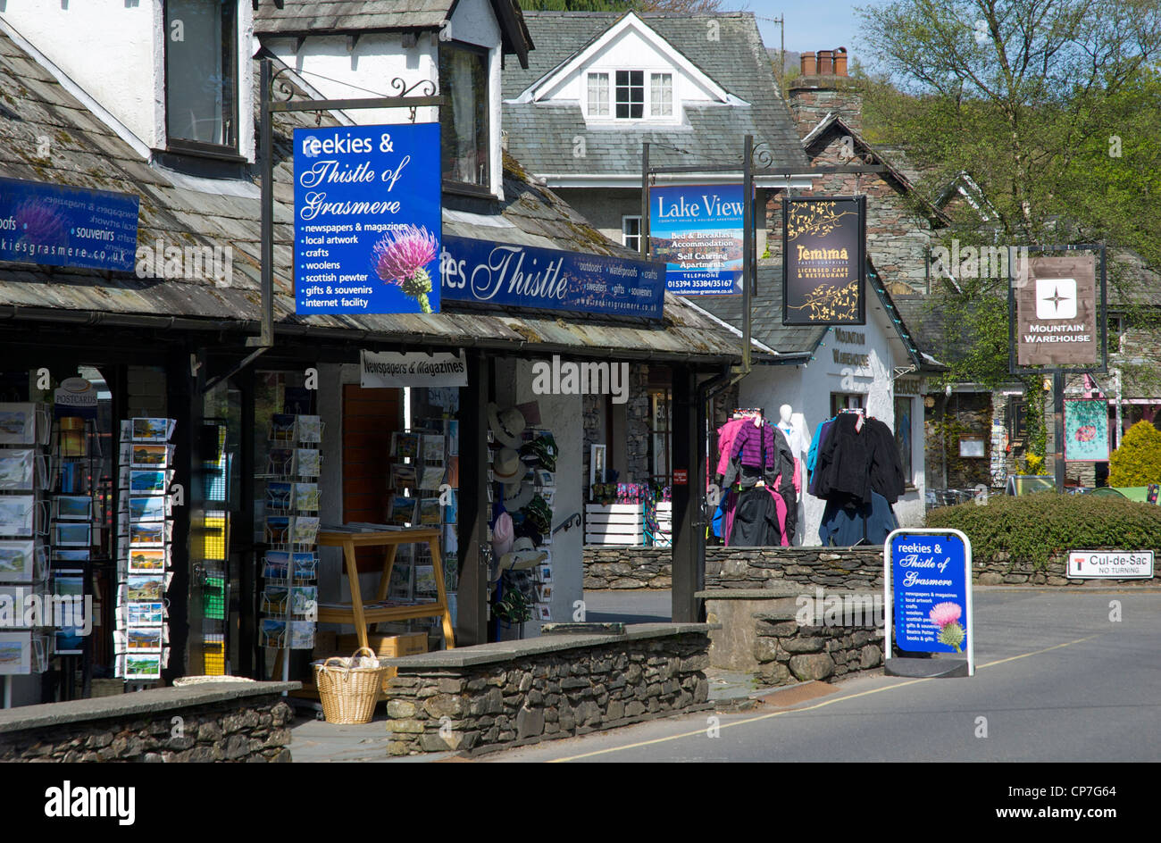 Shops in Grasmere, Lake District National Park, Cumbria, England UK