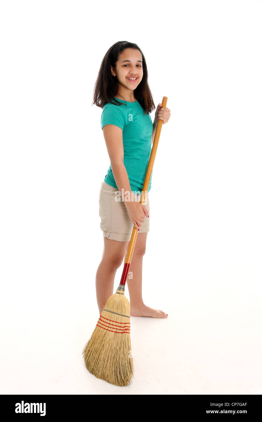 Girl broom sweep hires stock photography and images Alamy