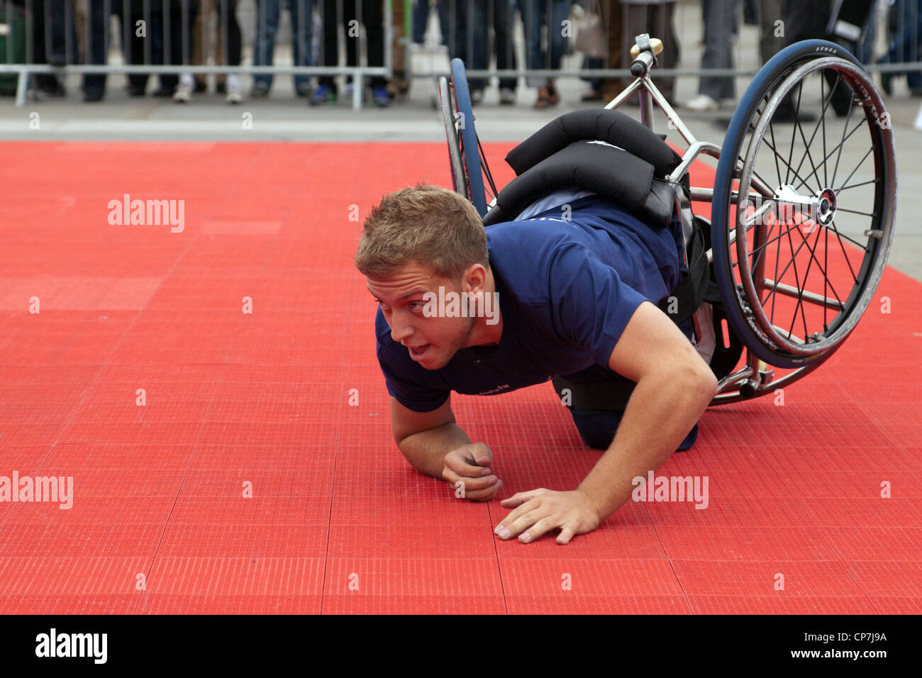 Basketball competitor falls from wheelchair at International Paralympic