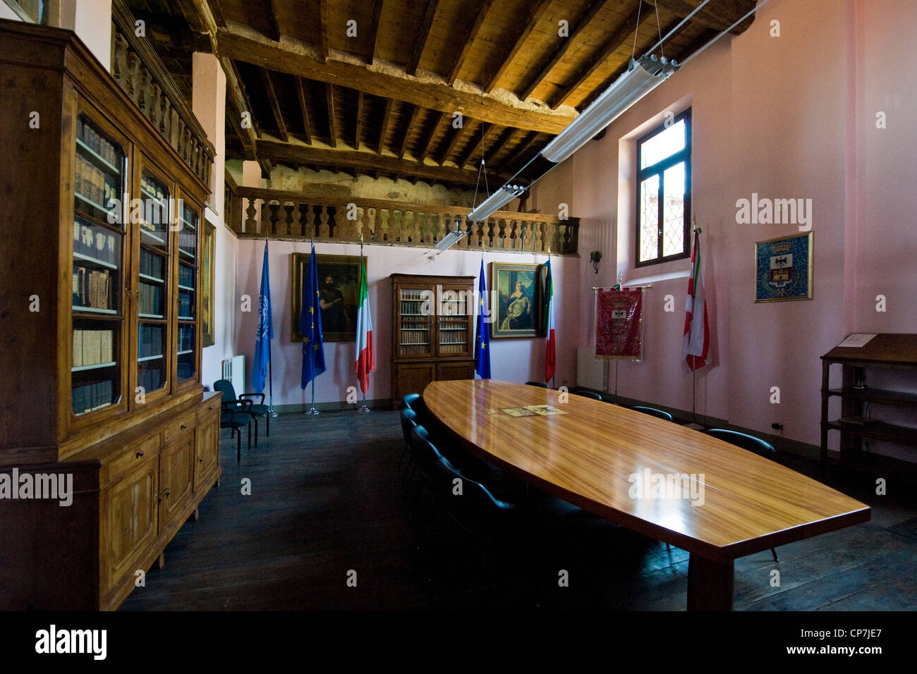 Italy, Lombardy, Soncino, town hall, council chamber Stock Photo