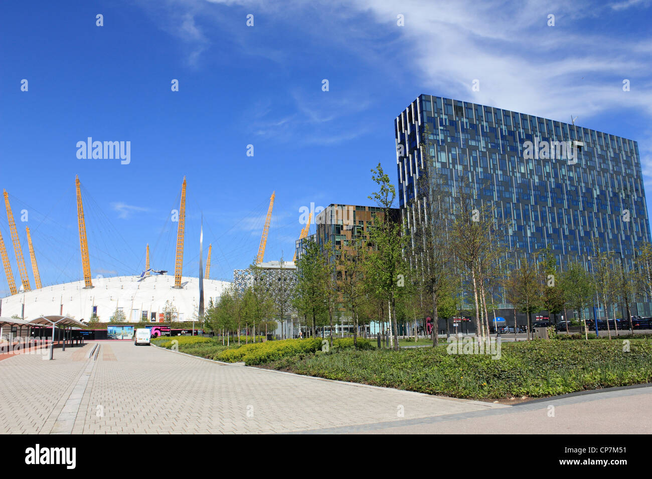 The O2 dome and office block at Greenwich London England UK Stock Photo