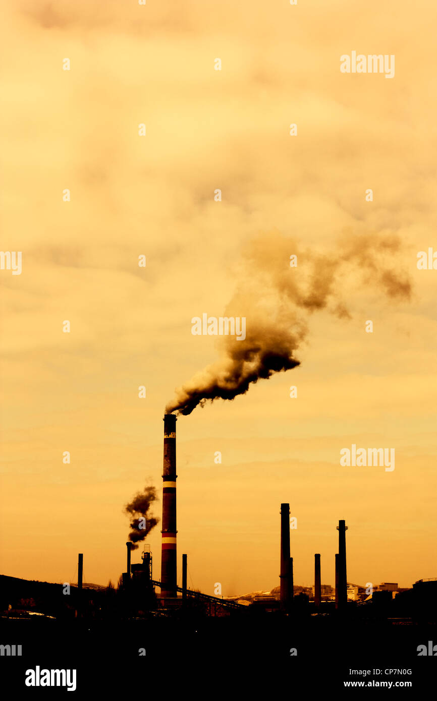 Global warming concept in sepia.Pollution smoke from factory Stock Photo Alamy