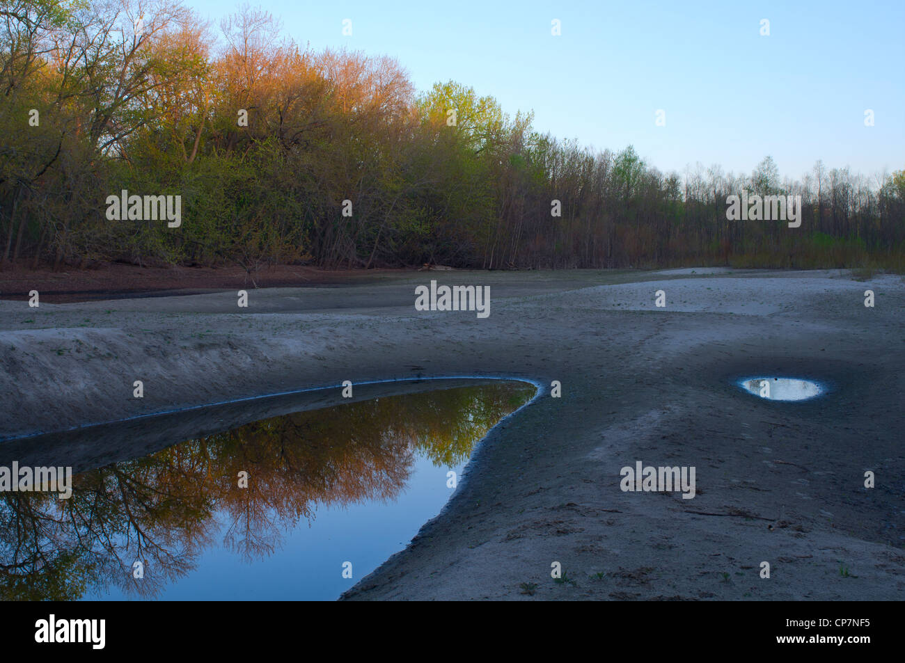 Sunrise along river floodplains ponds and forests in Fort Snelling State Park of Saint Paul Minnesota Stock Photo