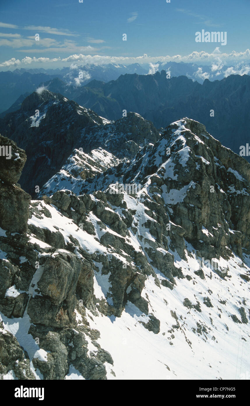 Austria, Germany, Alps, view from Zugspitze Peak Stock Photo - Alamy