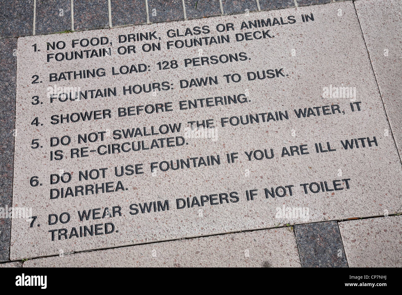Children's Mist Fountain rules sign, Waterfront Park, Tampa, Florida