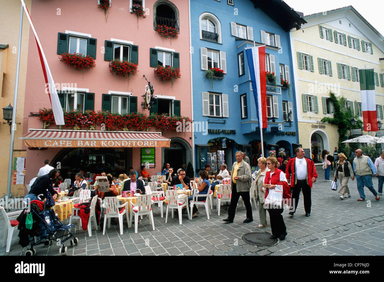 Austria, Tyrol, Kitzbuhel, street scene, Stock Photo