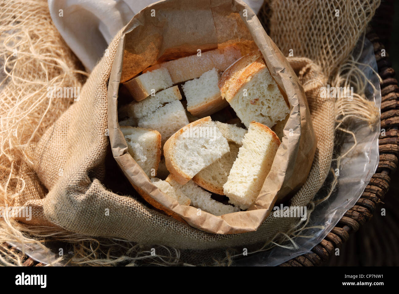bread in paper bag Stock Photo Alamy